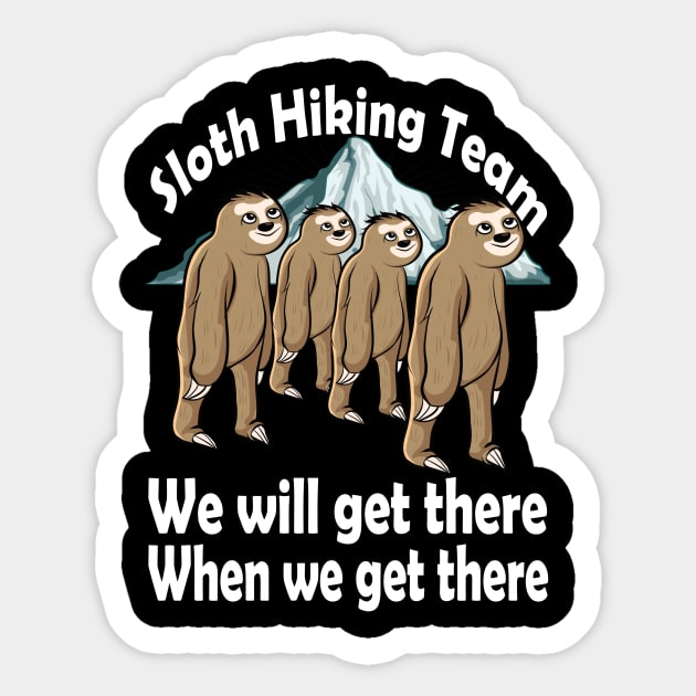 Sloth Hiking Team Sticker by Jackys Design Room